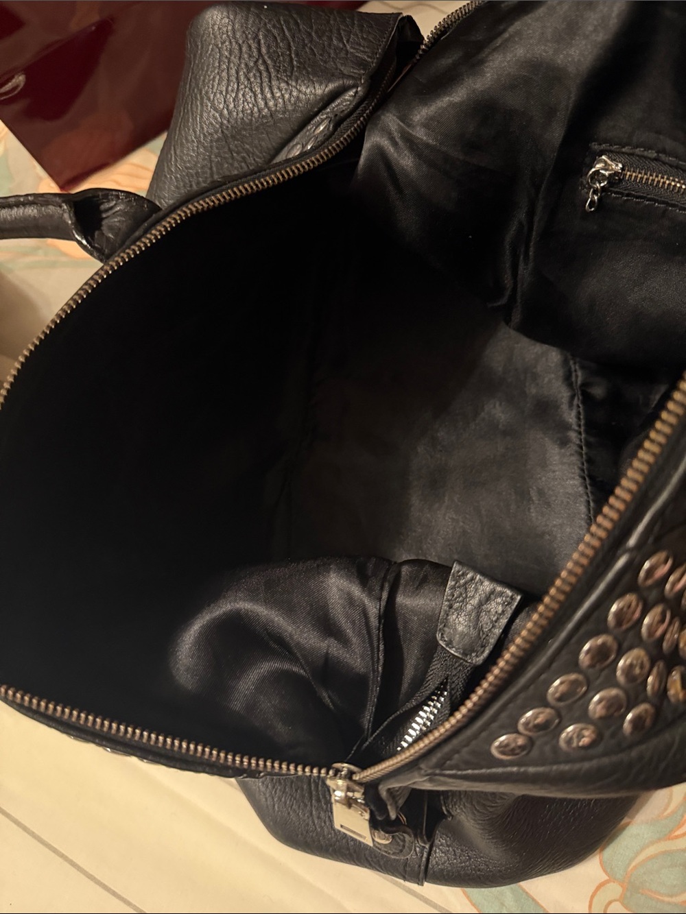 YSL Studded Black Leather Satchel Bag - Picture 6 of 11